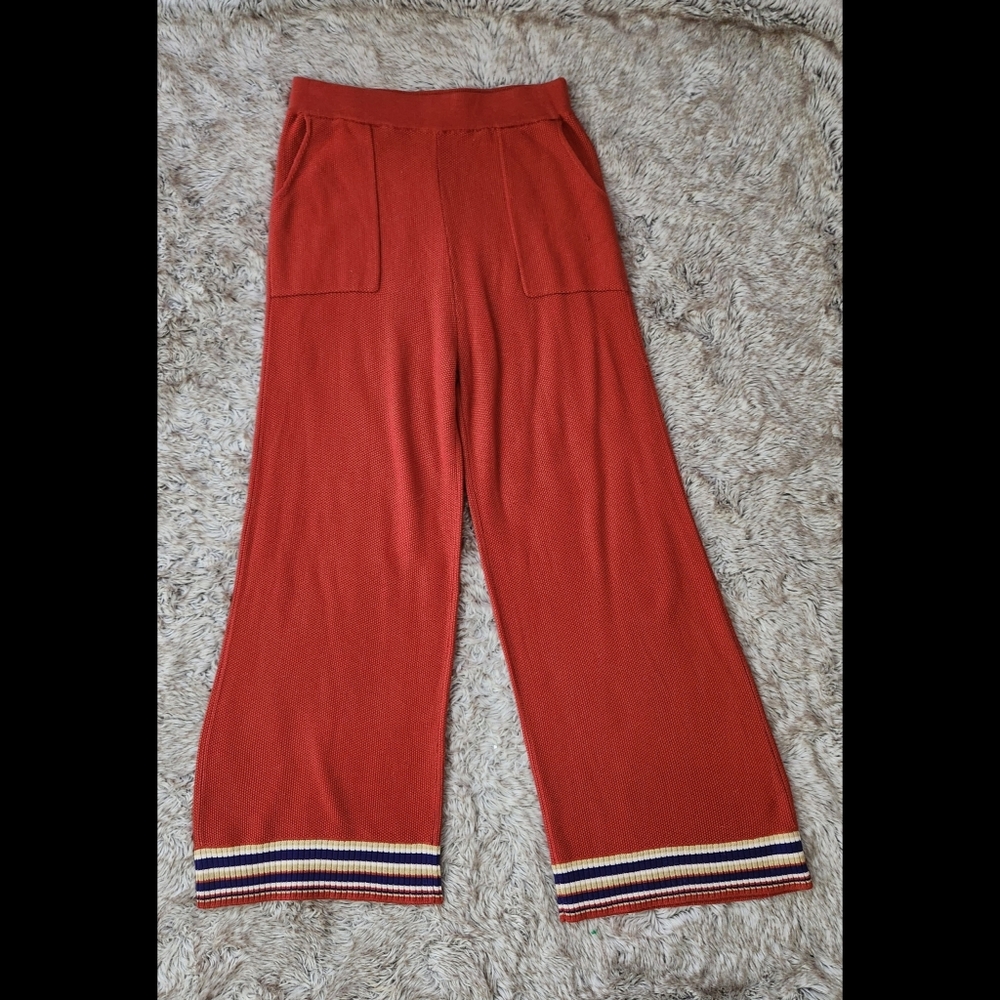 Free People FP Intimately Knit Wide Leg Lounge Pants Red Women's‎ Size Large